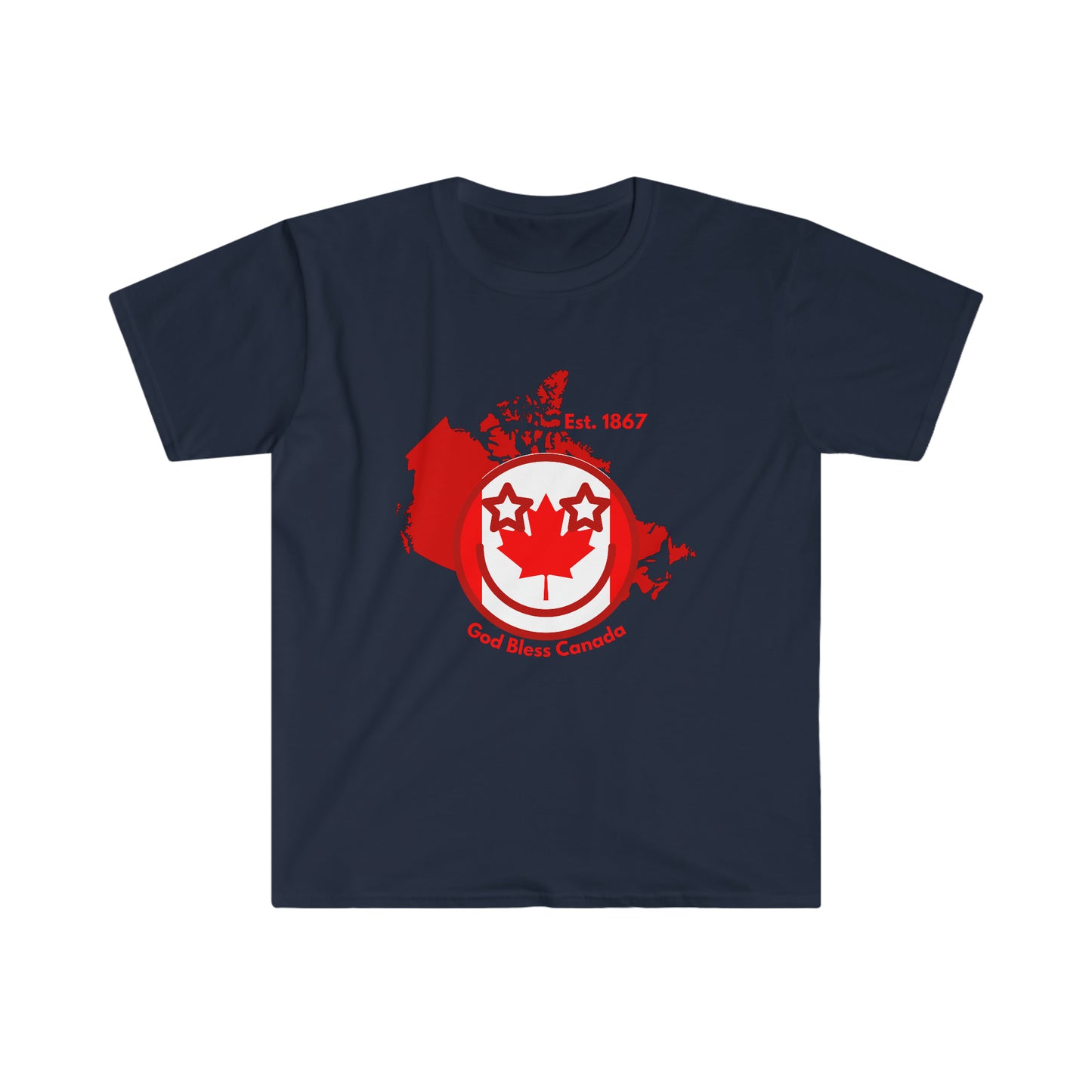 Canada Flag Happy Face Unisex T-Shirt For Patriots