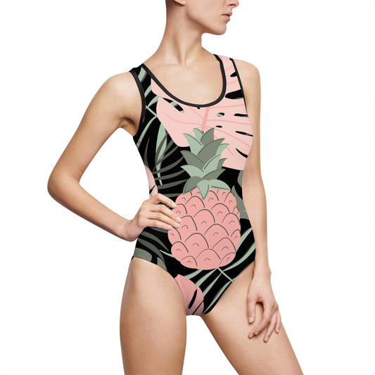 Leafy Print One-Piece Swimsuit For Women
