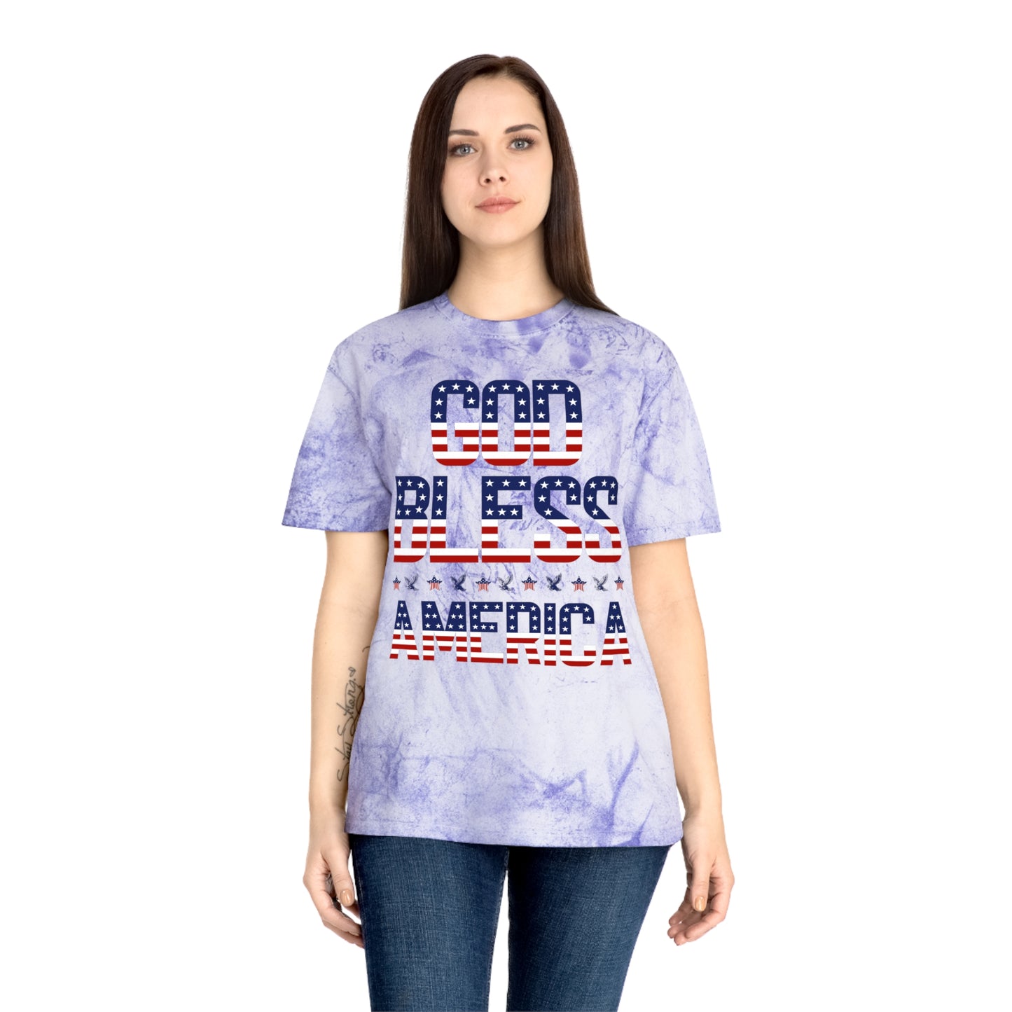 Premium USA Patriotic Color Blast T-Shirt (God Bless America)