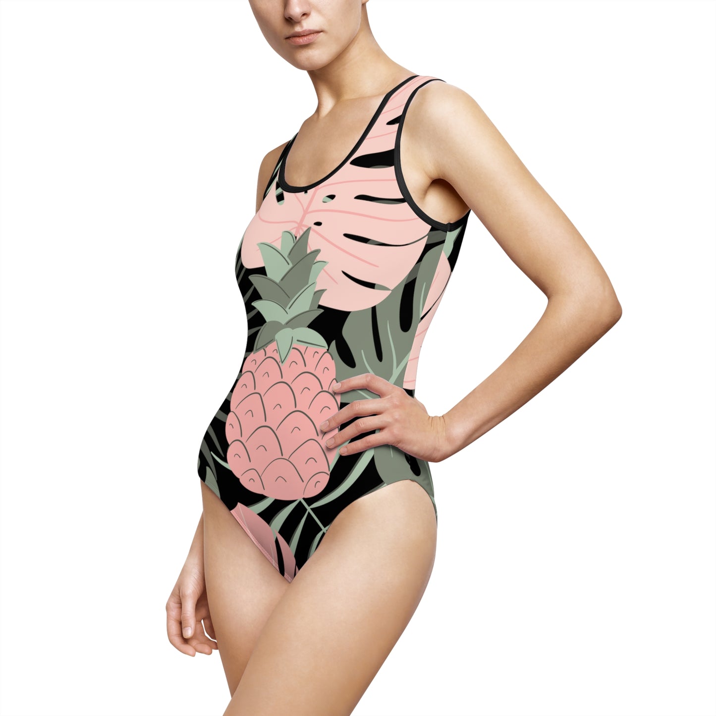 Leafy Print One-Piece Swimsuit For Women