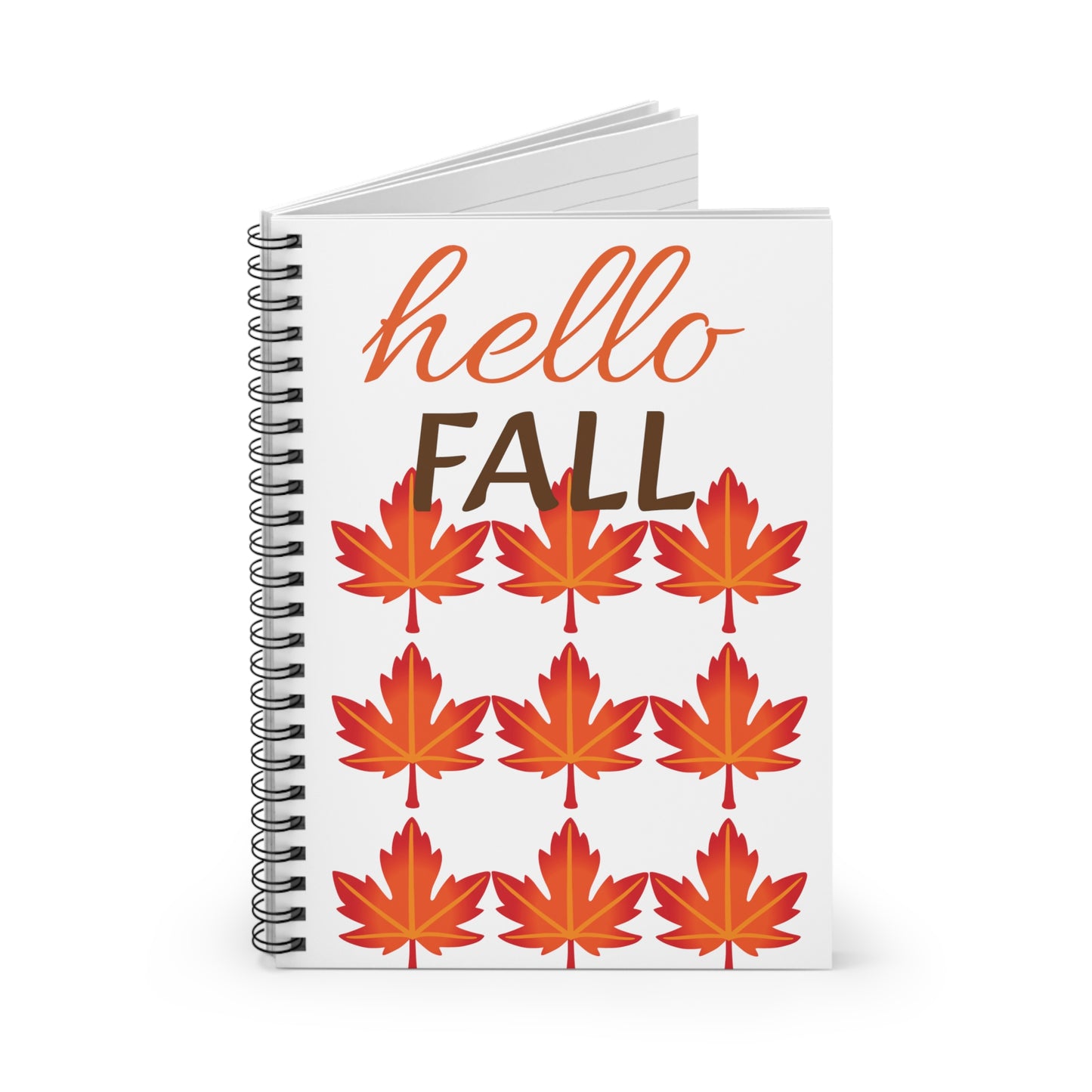 Spiral Notebook, Hello Fall Journal, Ruled Line Self Reflection Jotter