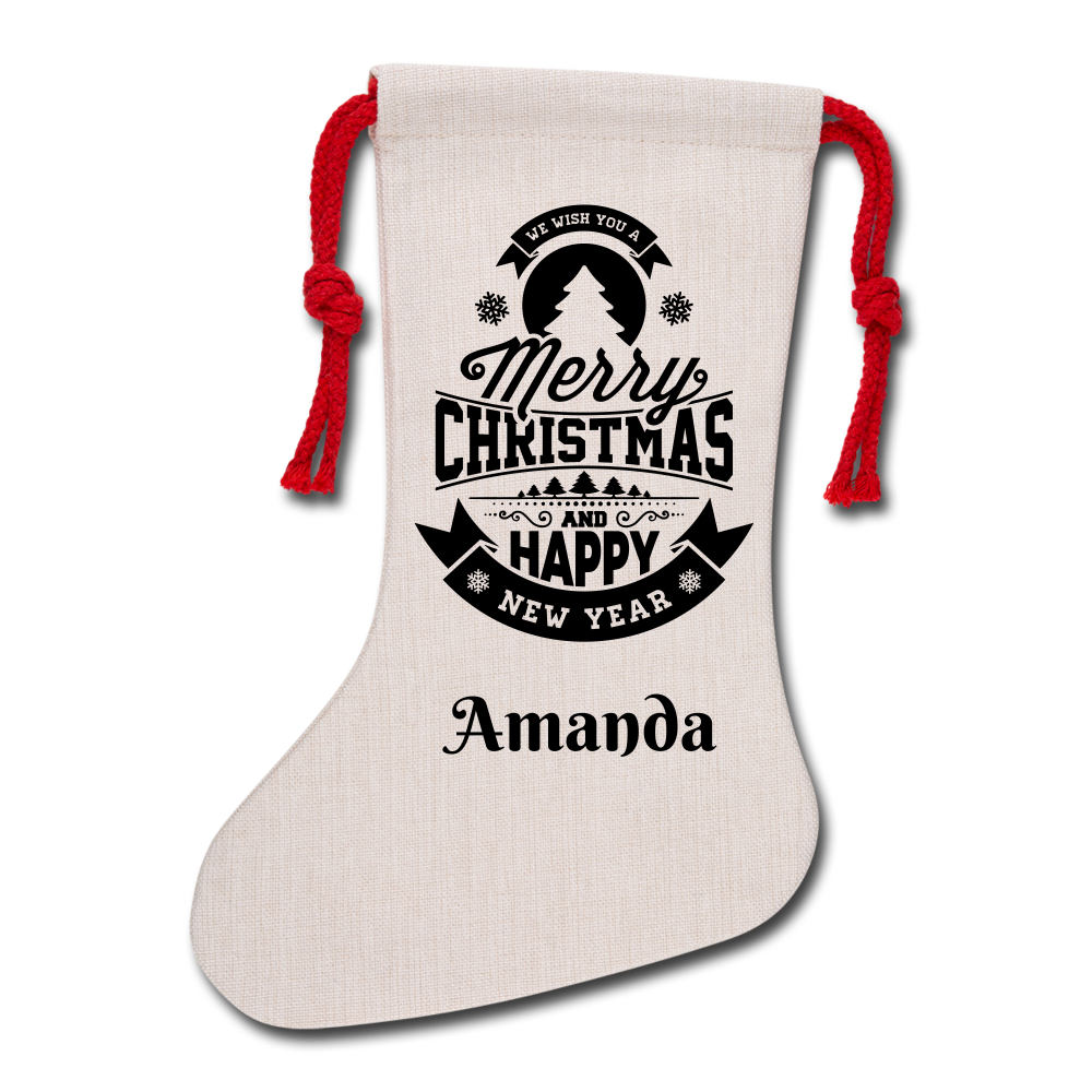 Personalized Holiday Stocking| Unique Merry Christmas Gift Custom Stuffing - natural