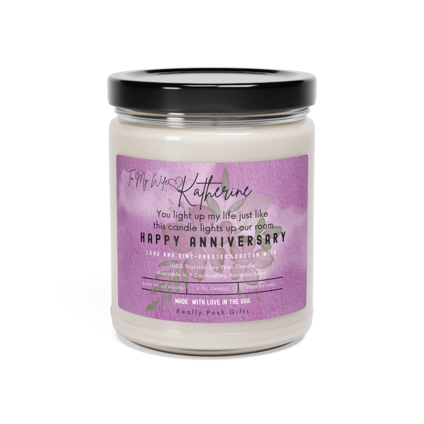 Personalized Anniversary Scented Soy Candle