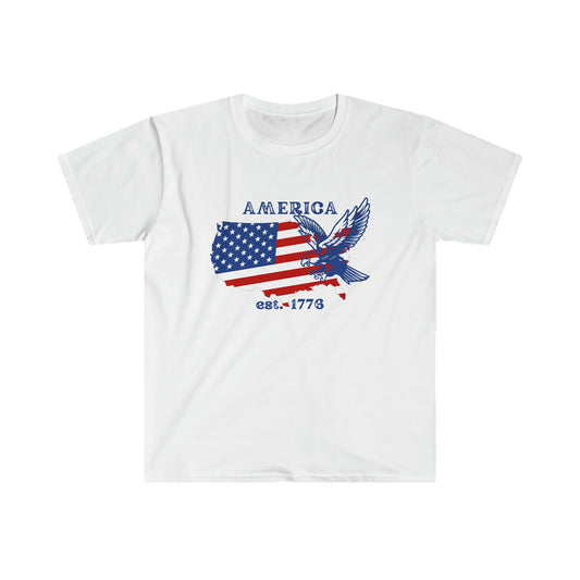 4th of July US Independence Day T-Shirt ( US Map- America Flag- Eagle)