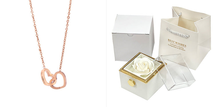 Rotating Rose Flower Jewelry Packaging Gift Box- Valentine's Day Gift For Women, Wife, Daughter, Girlfriend, BFF