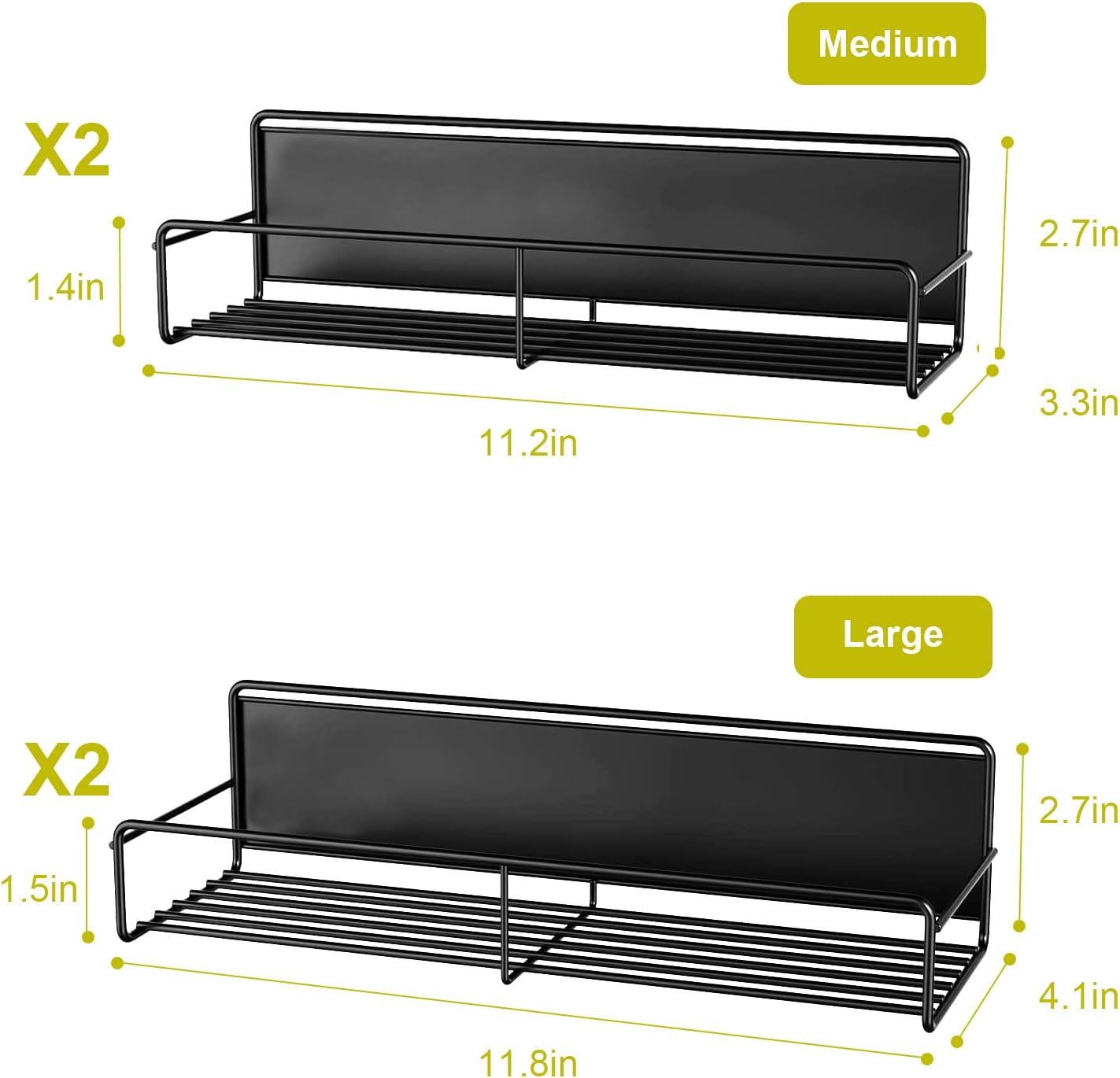 4-Pack Magnetic Shelf Organizer for Kitchen Fridge, Microwave, and Oven