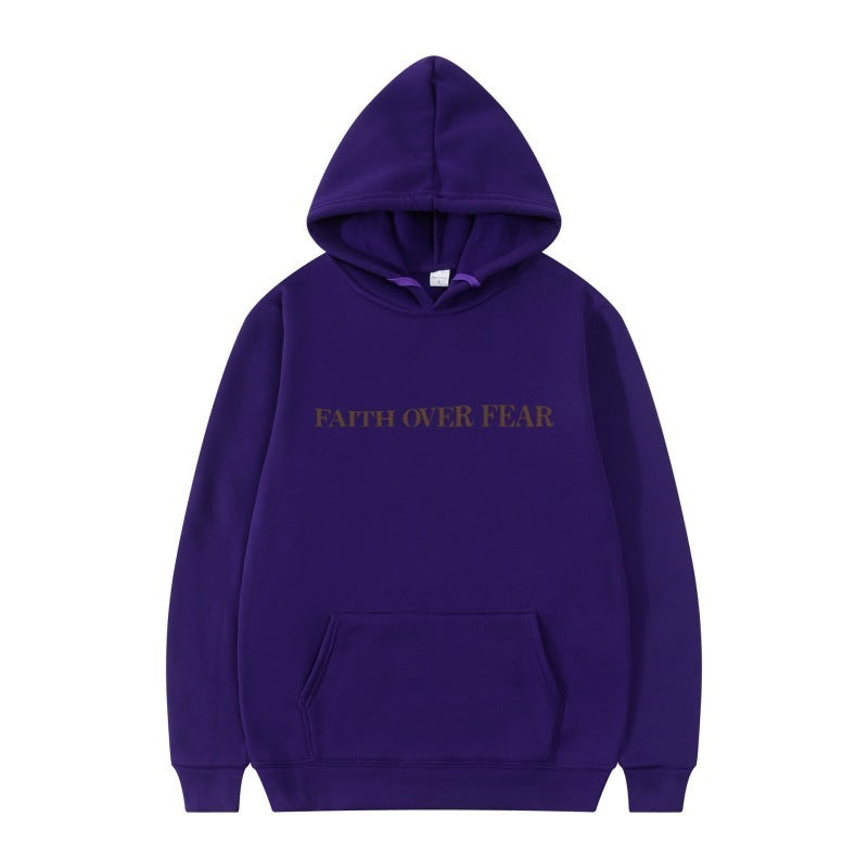 Printed Sweatshirt Hoodie For  Men And Women- Faith Over Fear