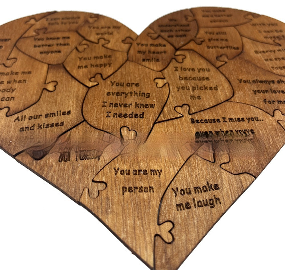 Reasons Why I Love You Wooden Heart Puzzle Romantic Love Jigsaw Puzzle for Wedding Anniversary, Wife and Husband Birthday Gifts, Valentine's Day Gift