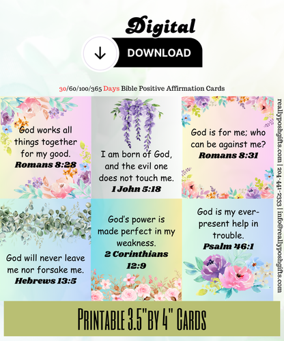 Bible Positive Affirmation Cards- Printable Downloads