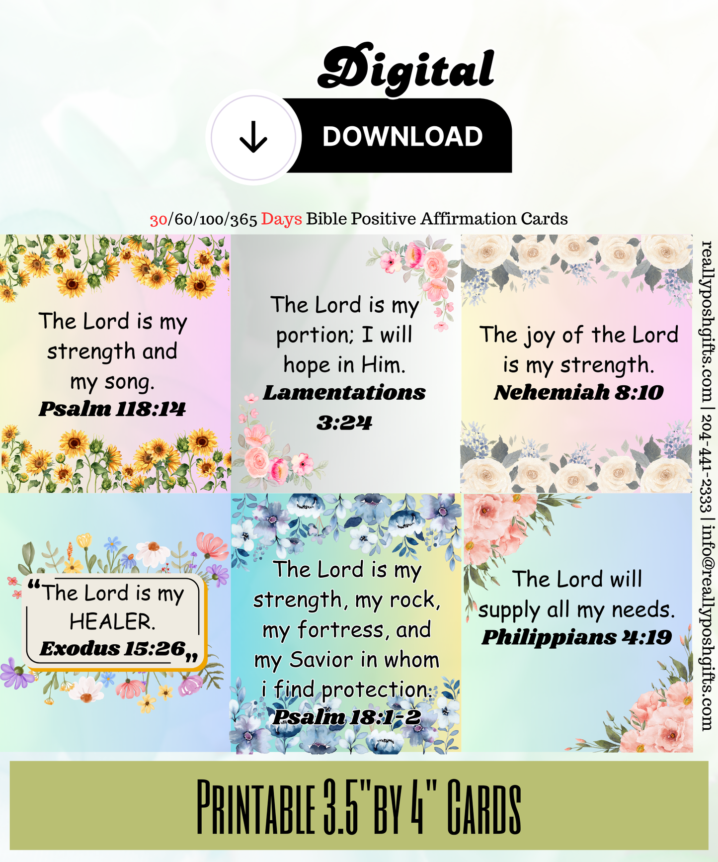 Bible Positive Affirmation Cards- Printable Downloads