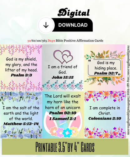 Bible Positive Affirmation Cards- Printable Downloads