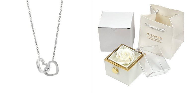 Rotating Rose Flower Jewelry Packaging Gift Box- Valentine's Day Gift For Women, Wife, Daughter, Girlfriend, BFF