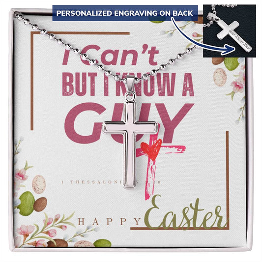 Personalized Engraved Cross Necklace With Easter Message Card