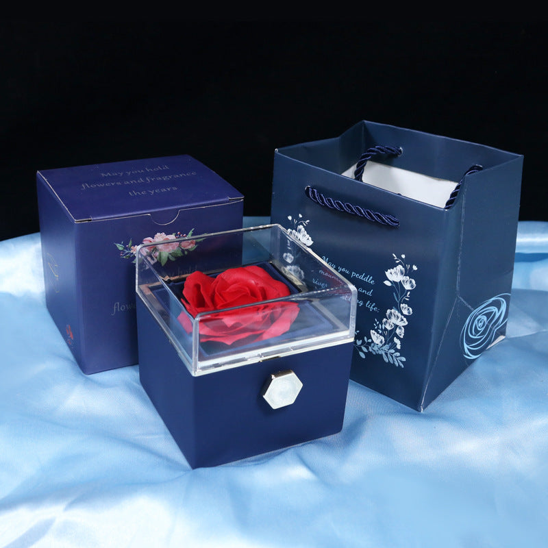 Rotating Rose Flower Jewelry Packaging Gift Box- Valentine's Day Gift For Women, Wife, Daughter, Girlfriend, BFF