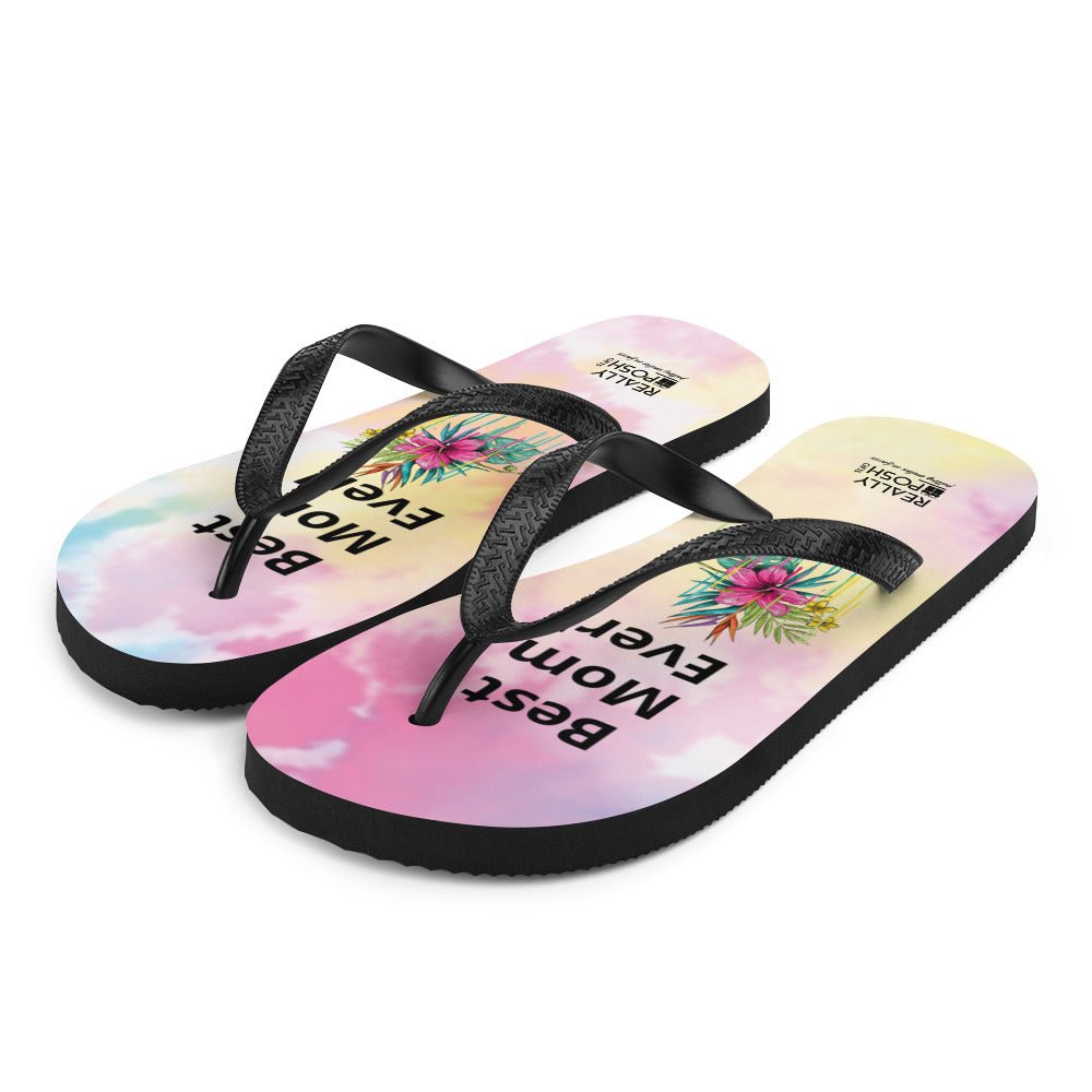 Best Mom Ever Flip - Flops. Fabric Lined Slippers. Happy Mothers Day Gift. Mothers Day Gift for Moms, Grandmas, Daughters, New and Expectant Moms, Step Moms, In - laws - reallyposhgifts