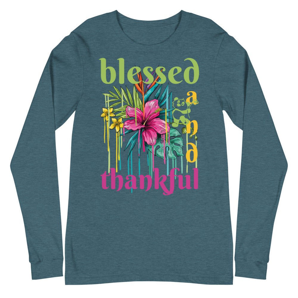 Blessed and Thankful Unisex Long Sleeve Tee. Thanksgiving T Shirt. Gifts for Friends and Loved Ones. Holiday Gifts for Women and Men. Tees for Every Occasion - reallyposhgifts