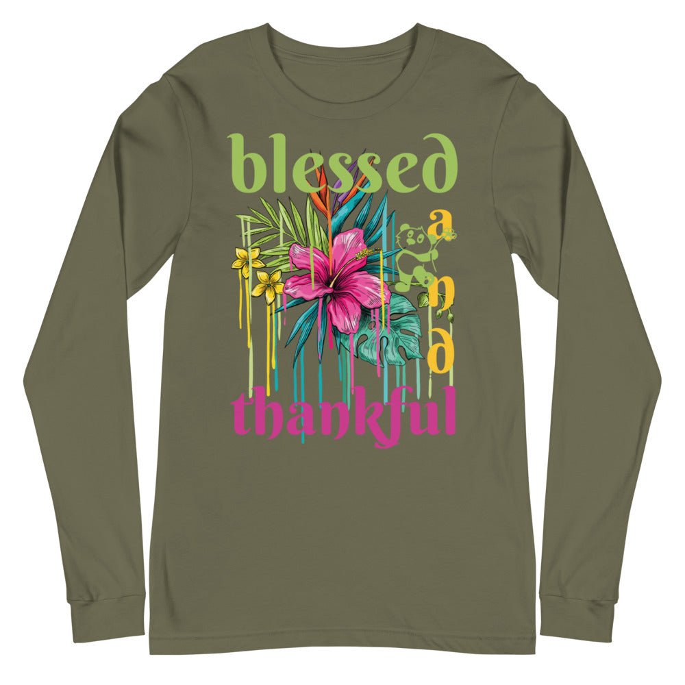 Blessed and Thankful Unisex Long Sleeve Tee. Thanksgiving T Shirt. Gifts for Friends and Loved Ones. Holiday Gifts for Women and Men. Tees for Every Occasion - reallyposhgifts