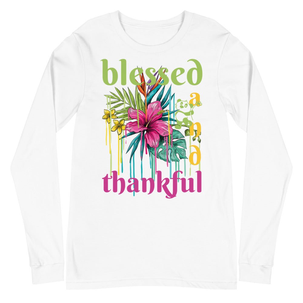 Blessed and Thankful Unisex Long Sleeve Tee. Thanksgiving T Shirt. Gifts for Friends and Loved Ones. Holiday Gifts for Women and Men. Tees for Every Occasion - reallyposhgifts