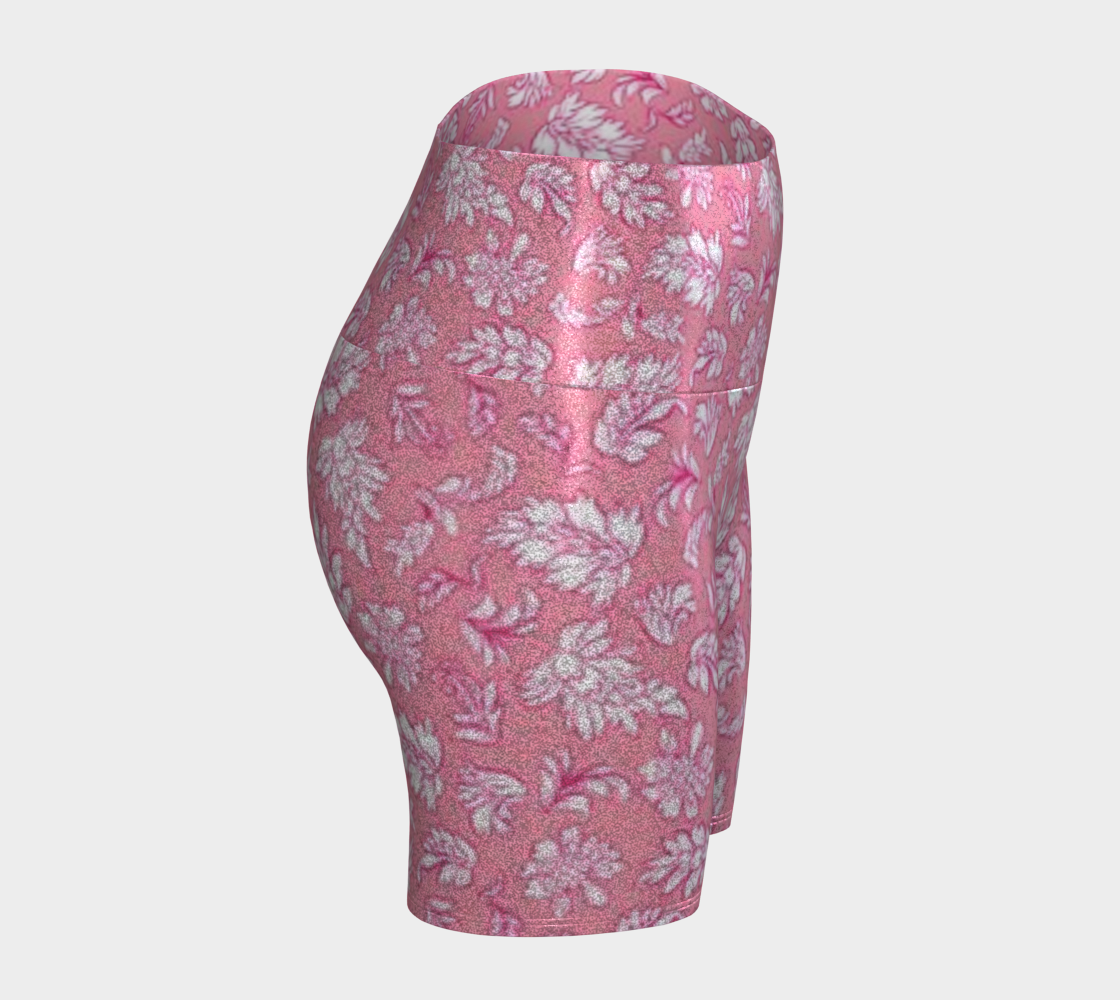 Custom Handsewn Glitter Sport and Fitness Shorts for Women,  Teen Girls, and Moms-Rose Leaves Pattern, Made In Canada