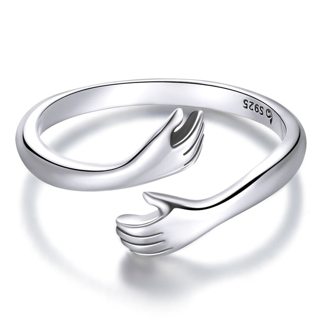 Sterling Silver Ring Embrace  Hug  Design