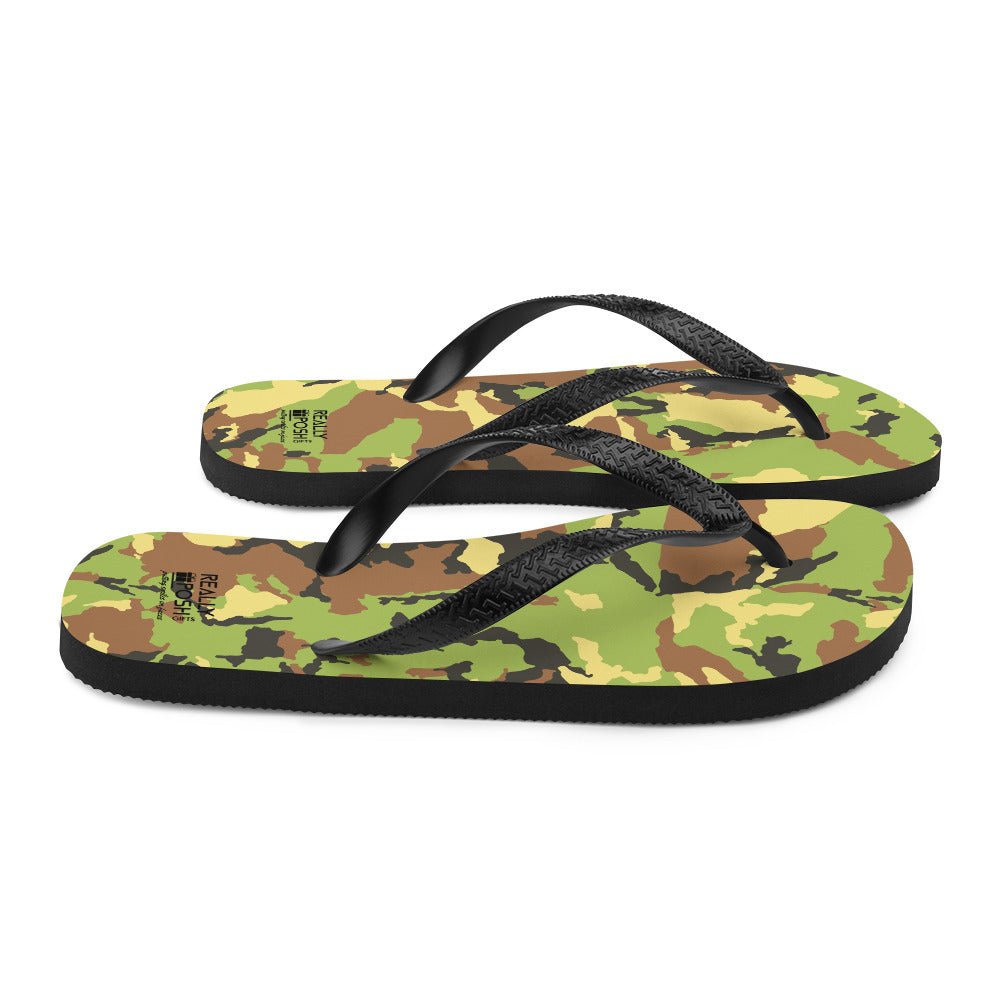 Camouflage Fabric - Lined Flip - Flops for Summer Beaches and Swimming Pools - reallyposhgifts