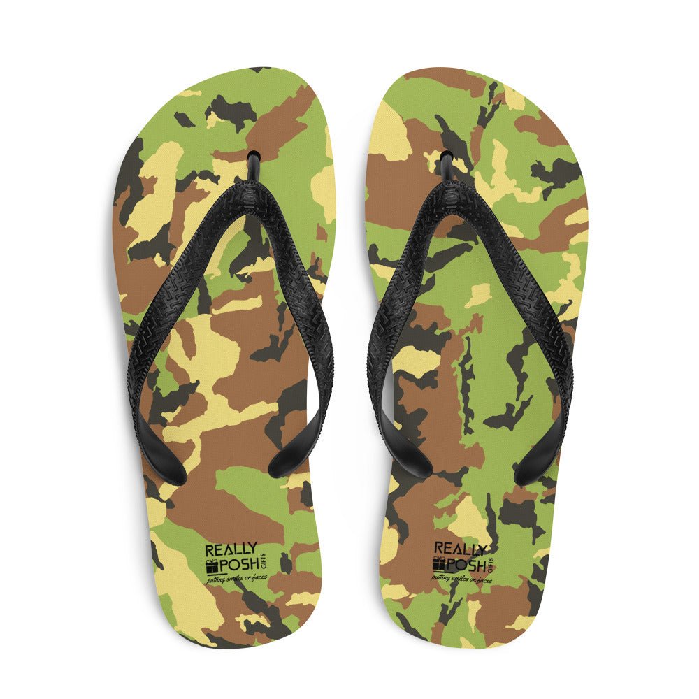 Camouflage Fabric - Lined Flip - Flops for Summer Beaches and Swimming Pools - reallyposhgifts