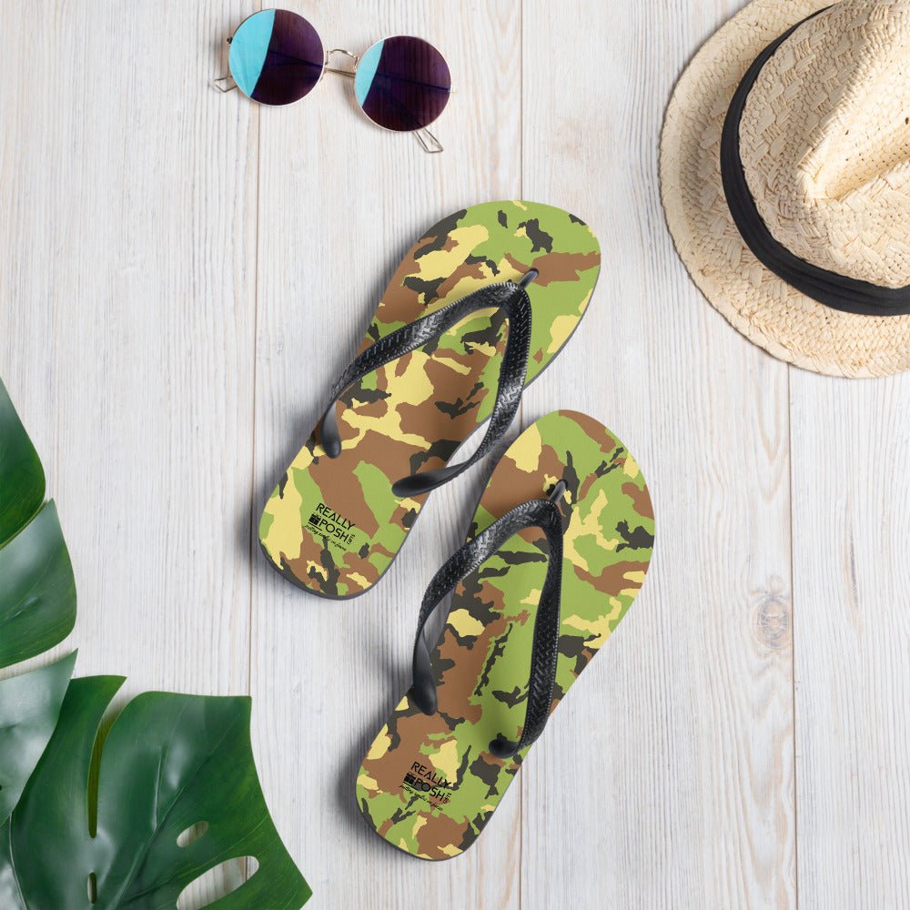 Camouflage Fabric - Lined Flip - Flops for Summer Beaches and Swimming Pools - reallyposhgifts