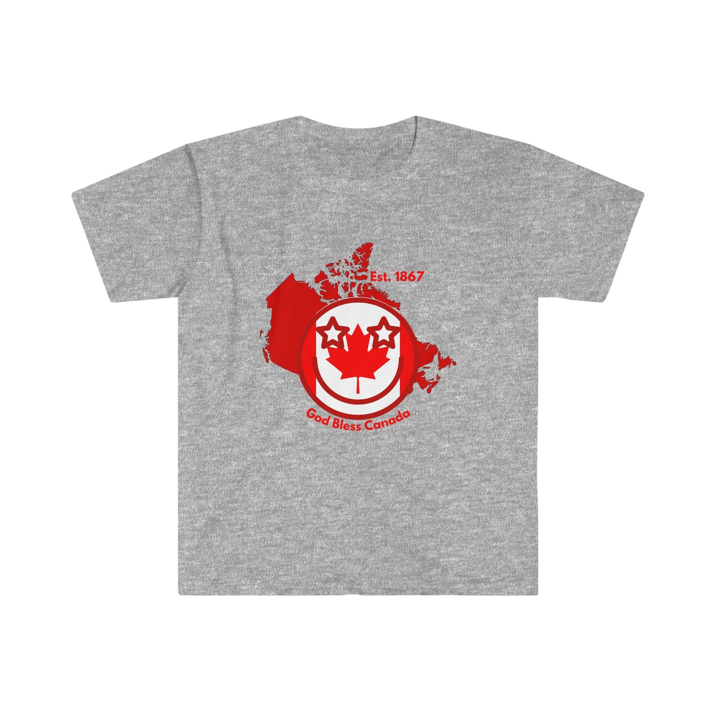 Canada Flag Happy Face Unisex T - Shirt For Patriots - reallyposhgifts