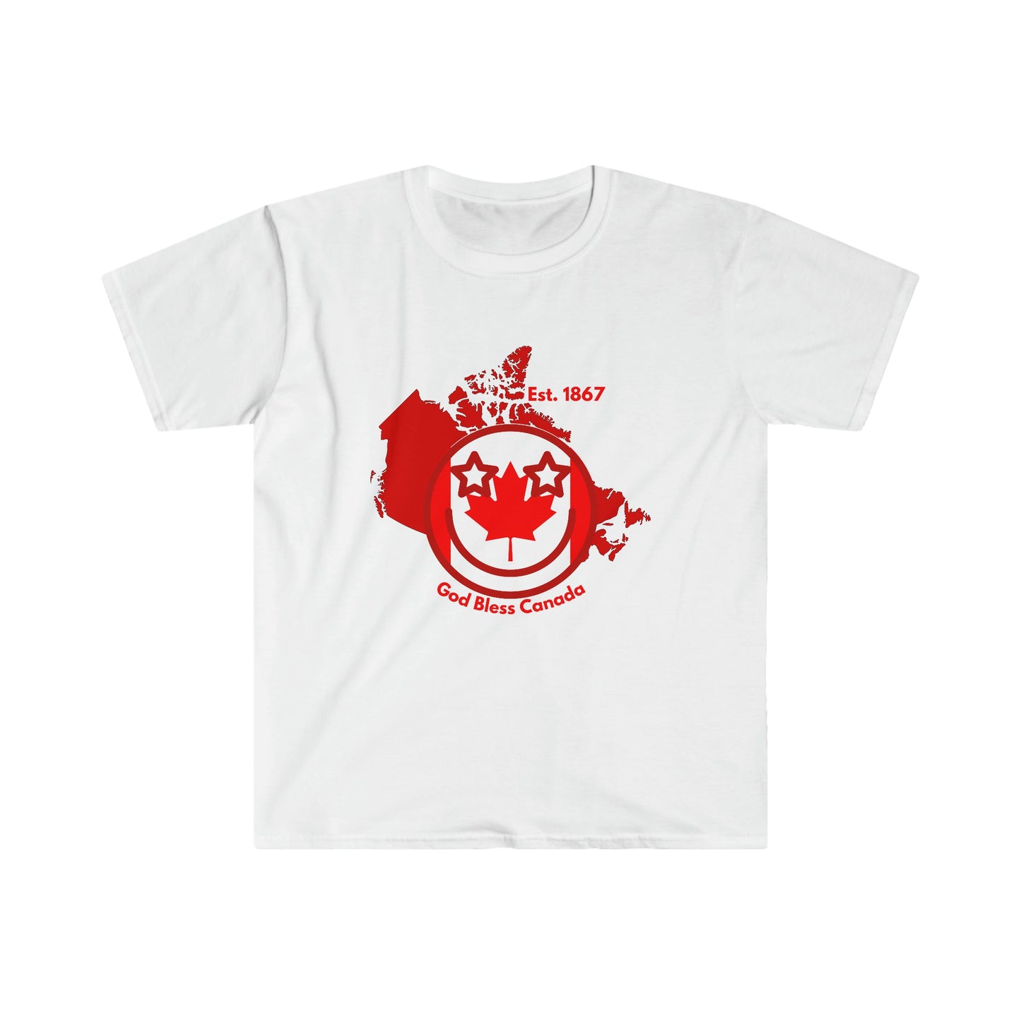 Canada Flag Happy Face Unisex T - Shirt For Patriots - reallyposhgifts