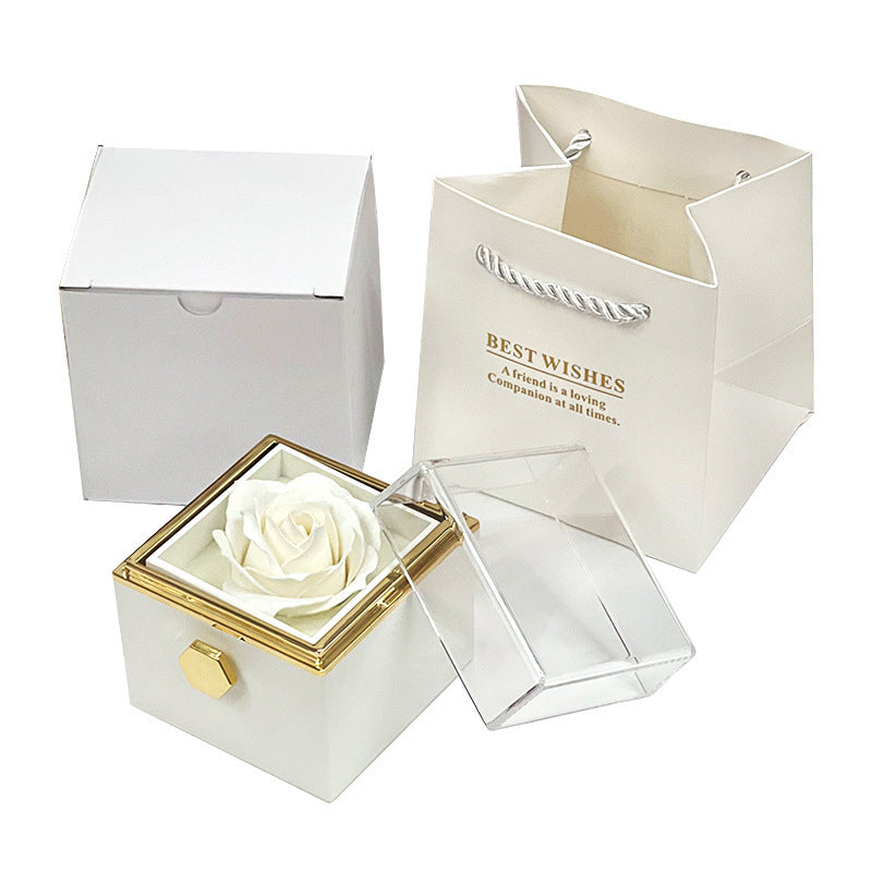 Rotating Rose Flower Jewelry Packaging Gift Box- Valentine's Day Gift For Women, Wife, Daughter, Girlfriend, BFF