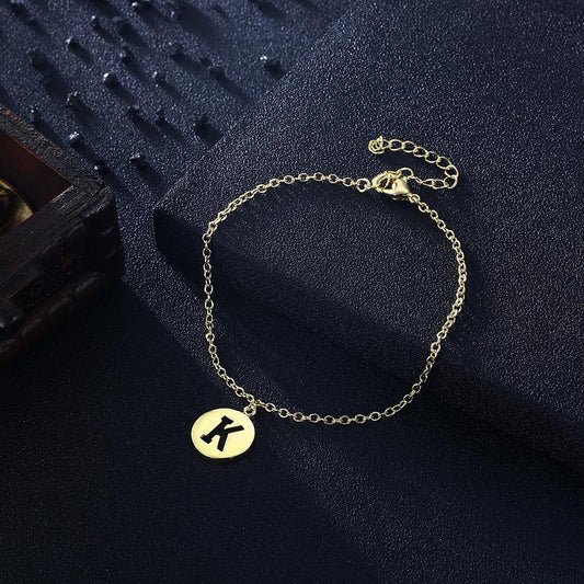 Kindness Yellow Gold Plated Tarnish-Free Fashion Bracelet. Letter K Bracelet in 18K Gold Plated. Special Gift for Her. Gift for Men. Couples Val Gift. Birthday, Wedding, Anniversary Gift for Her
