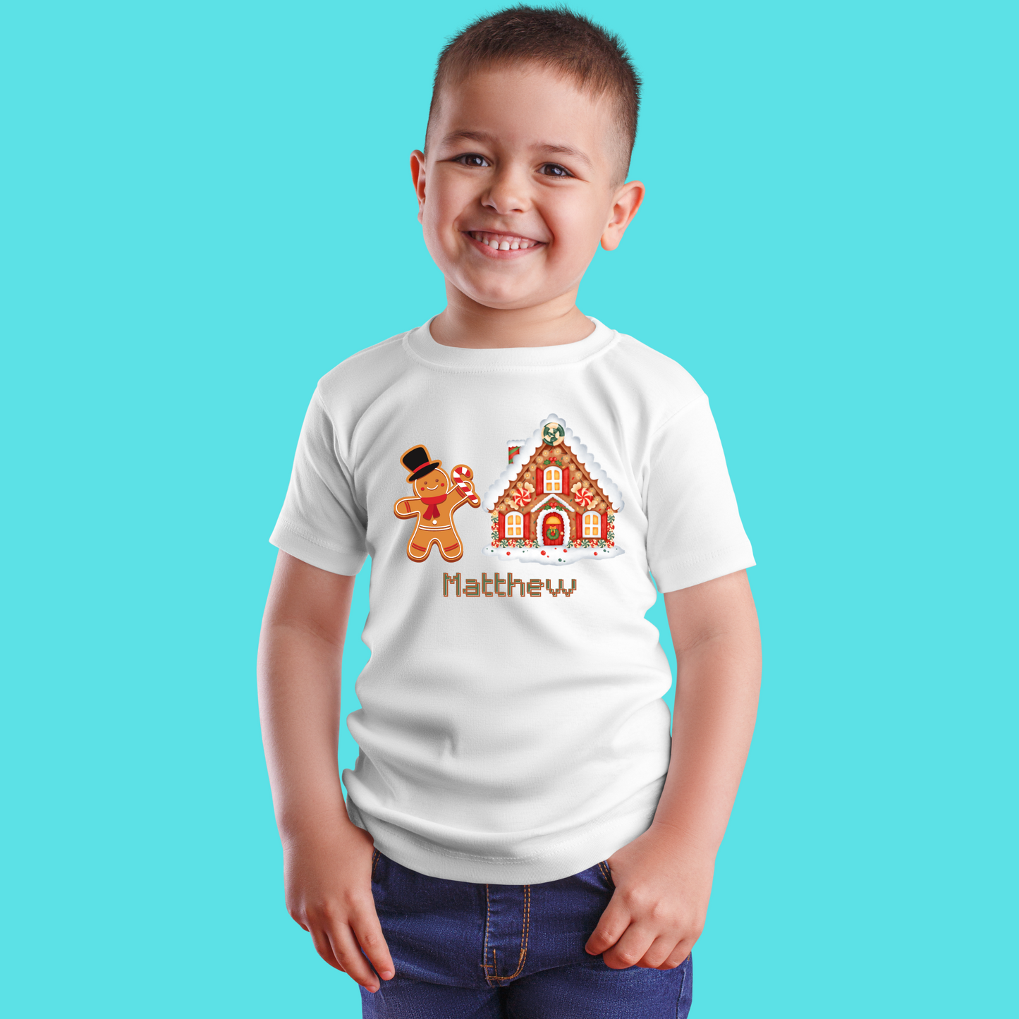 Gingerbread Graphic Shirt. Personalized Graphic Shirt for Kids