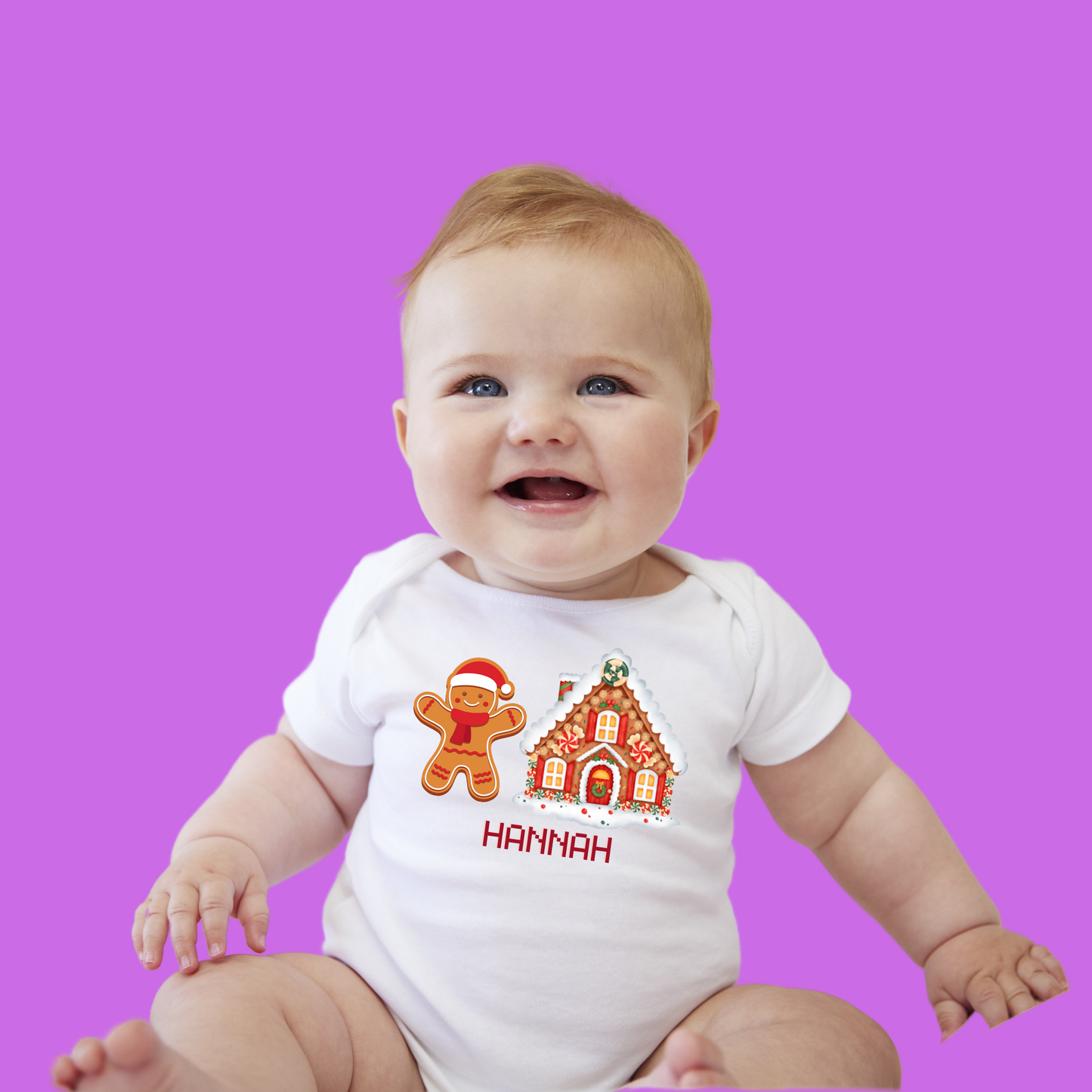 Gingerbread Graphic Bodysuit for Babies and Toddlers. Personalized Christmas Onesie