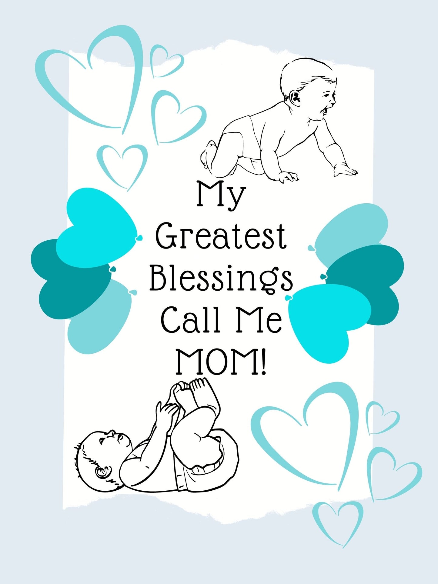 Digital Poster for Moms, New Moms, Blue Background