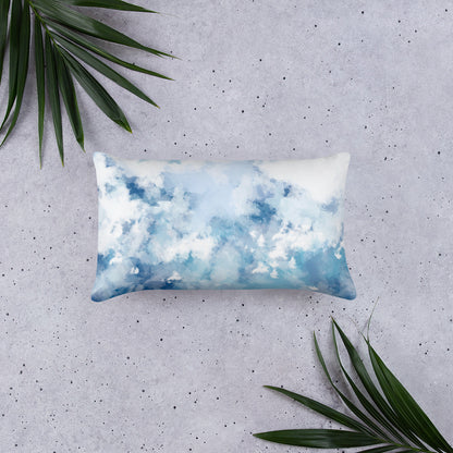 Light Blue Watercolor Throw Pillow. Polyester Pillowcase and Insert Throw Pillow. Housewarming Gift. Home Decor Pillow.