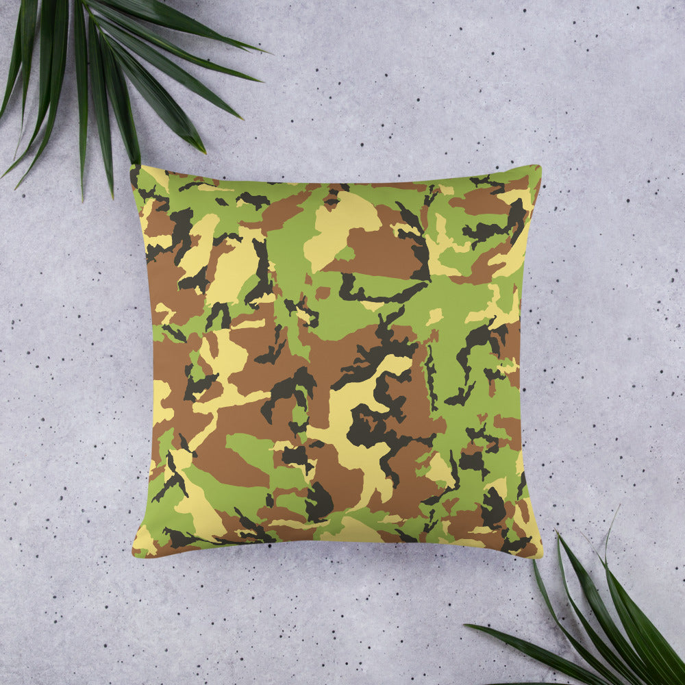 Custom Camouflage Pillow. Throw Pillow. 100 percent polyester pillowcase and insert-18 by 18, 22 by 22, and 20 by 12 inches