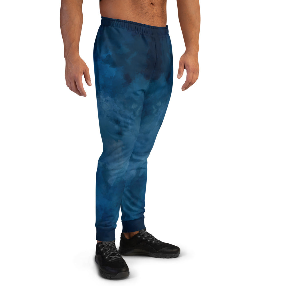 Custom Jogger for Men, Husband, Father, Significant Others. Deep Blue Watercolor Print Jogger for Men. Happy Fathers Day, Birthday, Anniversary Gifts for Him. Made in USA.