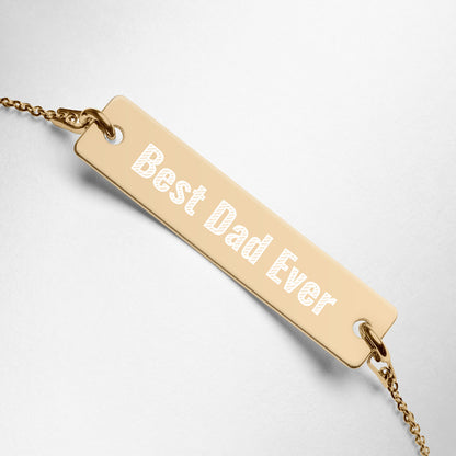 Personalized Best Dad Ever Engraved Silver Bar Chain Bracelet. Fathers Day Bracelet for Dad. Perfect  Custom Jewelry for Men. Made in USA-Sterling Silver Rhodium and Gold Plated Jewelry.