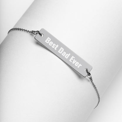Personalized Best Dad Ever Engraved Silver Bar Chain Bracelet. Fathers Day Bracelet for Dad. Perfect  Custom Jewelry for Men. Made in USA-Sterling Silver Rhodium and Gold Plated Jewelry.