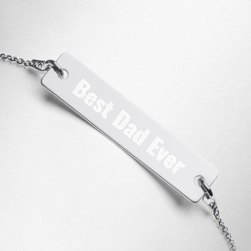 Personalized Best Dad Ever Engraved Silver Bar Chain Bracelet. Fathers Day Bracelet for Dad. Perfect  Custom Jewelry for Men. Made in USA-Sterling Silver Rhodium and Gold Plated Jewelry.