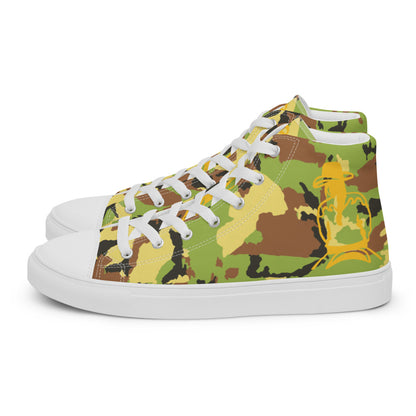 Handmade High Top Canvas Shoes. Horse Rider Gifts. Cowboy and Cowgirl Custom Shoe. Camouflage Canvas Shoe.