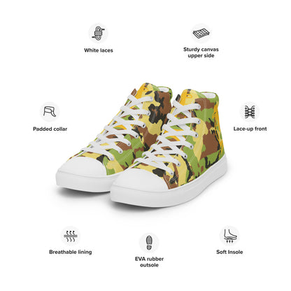 Handmade High Top Canvas Shoes. Horse Rider Gifts. Cowboy and Cowgirl Custom Shoe. Camouflage Canvas Shoe.
