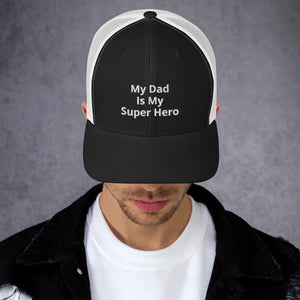 My Dad Is My Hero Trucker Cap. Custom Mesh Hat for Fathers Day. Hat Gift for Men. Daddy Summer Beach Hat. Gift for Dad, Grandpa, Son, Grandson. Holiday Gift for Men