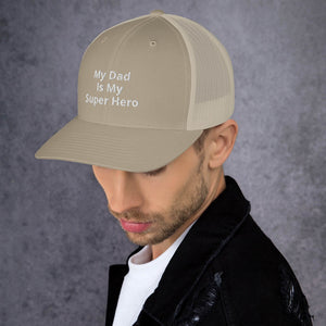 My Dad Is My Hero Trucker Cap. Custom Mesh Hat for Fathers Day. Hat Gift for Men. Daddy Summer Beach Hat. Gift for Dad, Grandpa, Son, Grandson. Holiday Gift for Men