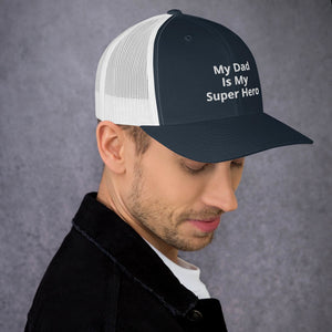 My Dad Is My Hero Trucker Cap. Custom Mesh Hat for Fathers Day. Hat Gift for Men. Daddy Summer Beach Hat. Gift for Dad, Grandpa, Son, Grandson. Holiday Gift for Men