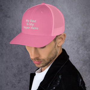 My Dad Is My Hero Trucker Cap. Custom Mesh Hat for Fathers Day. Hat Gift for Men. Daddy Summer Beach Hat. Gift for Dad, Grandpa, Son, Grandson. Holiday Gift for Men