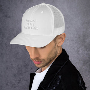 My Dad Is My Hero Trucker Cap. Custom Mesh Hat for Fathers Day. Hat Gift for Men. Daddy Summer Beach Hat. Gift for Dad, Grandpa, Son, Grandson. Holiday Gift for Men