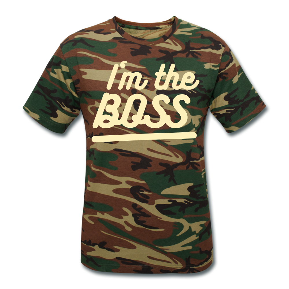 Custom Unisex Camouflage T-Shirt- I'm the Boss - green camouflage