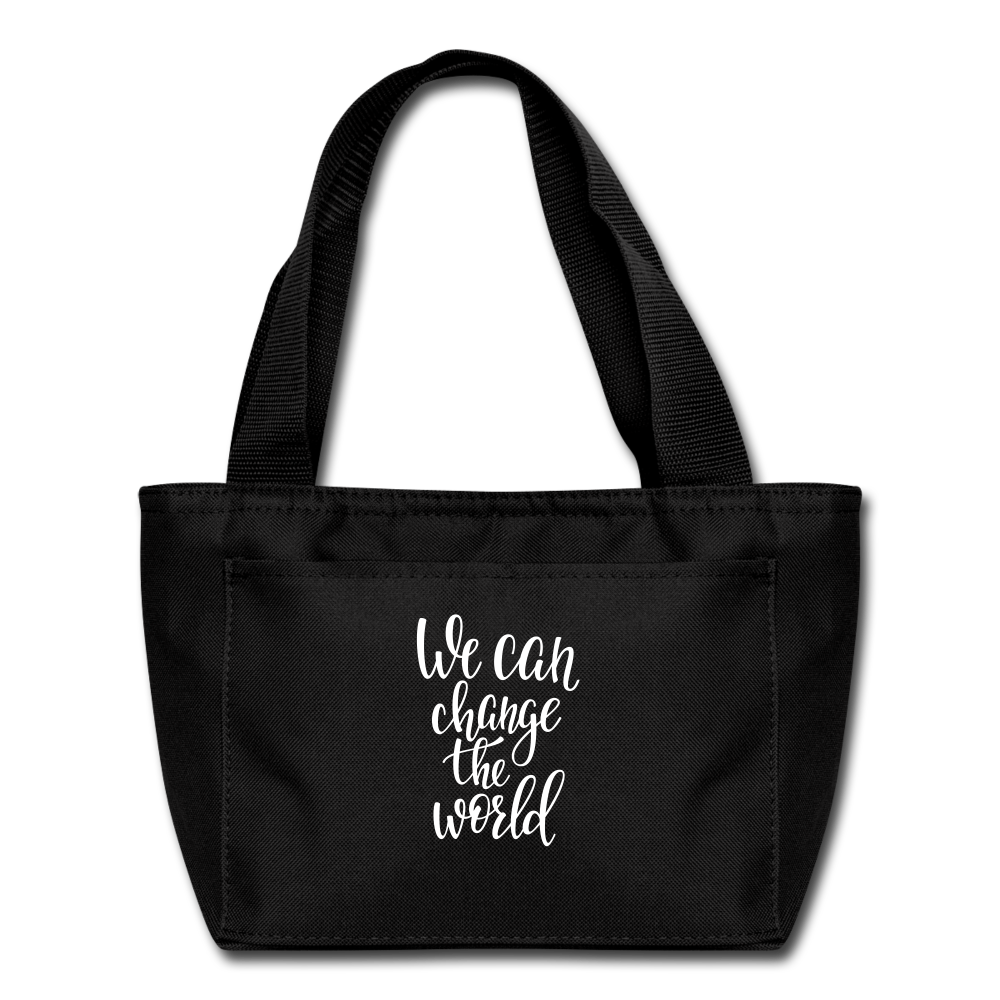 We Can Change the World Custom Lunch Bag. Inspirational Lunch Bag. - black