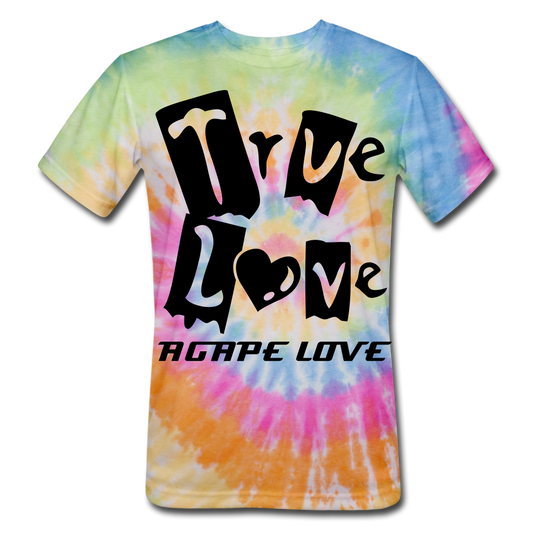 Christian Couples Custom T Shirt. Customizable T Shirt. True Love Unisex Tie Dye T-Shirt for Couples - rainbow